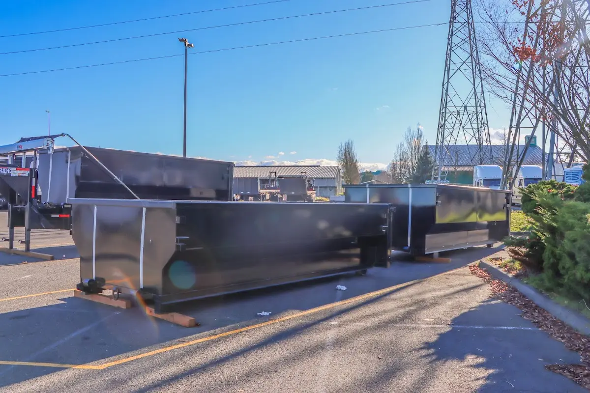 Roll-off dumpster ready for waste disposal at job site for Cleanout Dumpster Rental in Jessup